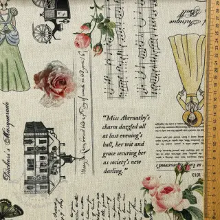Dekorationstyg Linenlook Regal Newspaper digital print