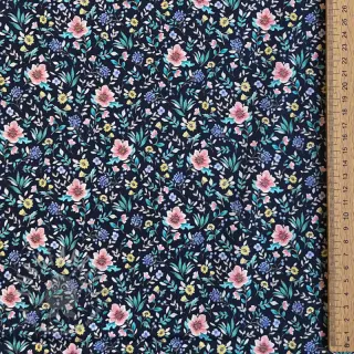 Bomullstyg Flowers Tara navy design B digital print