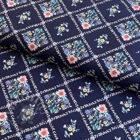 Bomullstyg Flowers Tara navy design A digital print