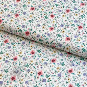 Bomullstyg Flowers Tara off white design B digital print