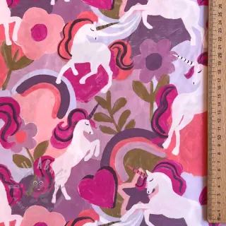 Bomullstyg Unicorns mauve digital print