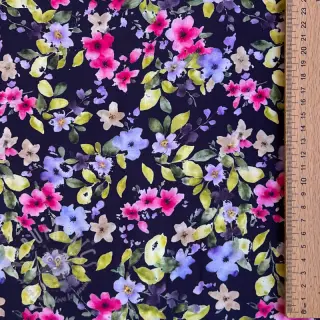 Viskos RADIANCE Flower Uma navy digital print