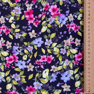 Viskóza RADIANCE Flower Uma navy digital print