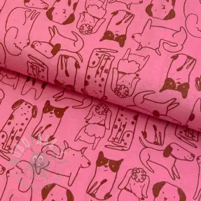 Bomullstyg FLANNEL Dogs pink