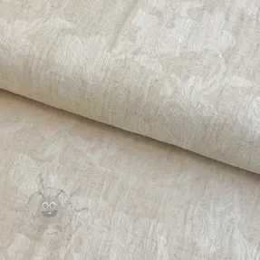 Bomullstyg med lin JACQUARD Flowers natural