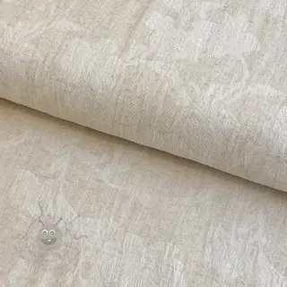 Bomullstyg med lin JACQUARD Flowers natural