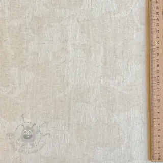 Bomullstyg med lin JACQUARD Flowers natural