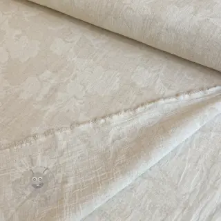 Bomullstyg med lin JACQUARD Flowers natural