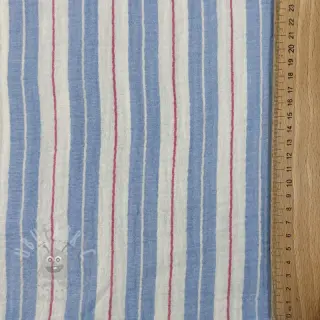 Dubbelgasväv/muslin YARN DYED Line blue