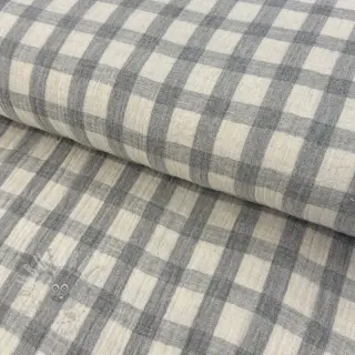 Dubbelgasväv/muslin LINEN YARN DYED Checks grey natural