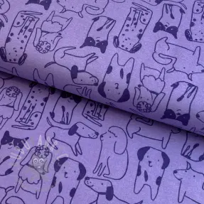Bomullstyg FLANNEL Dogs purple