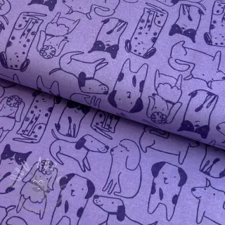 Bomullstyg FLANNEL Dogs purple