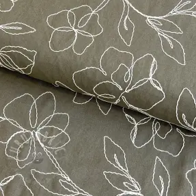 Viskos med lin EMBROIDERY Flower Danielle pickle