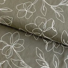 Viskóza s ľanom EMBROIDERY Flower Danielle pickle
