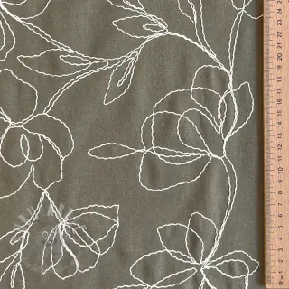 Viskos med lin EMBROIDERY Flower Danielle pickle