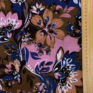 Teplákovina Flowers Mici brown digital print