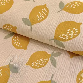 Dubbelgasväv/muslin Lemons sand