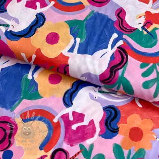 Bomullstyg Unicorns multi digital print