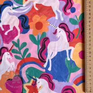 Bomullstyg Unicorns multi digital print