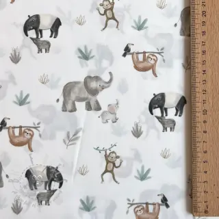Bomullstyg Safari off white digital print