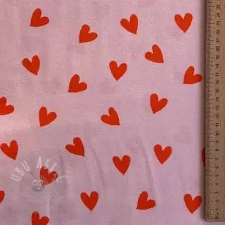 Bomullstyg FLANNEL Hearts pink