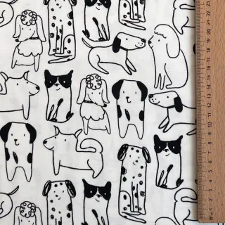 Bavlnená látka FLANNEL Dogs off white
