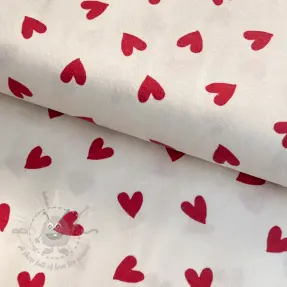 Bomullstyg FLANNEL Hearts off white