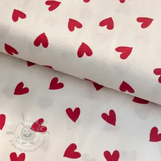 Bomullstyg FLANNEL Hearts off white