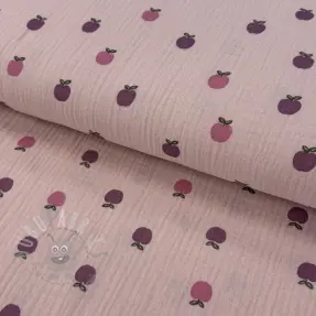 Dubbelgasväv/muslin Fruits apple soft rose