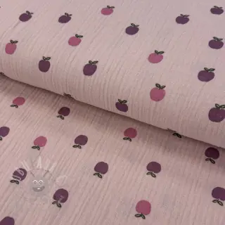 Dubbelgasväv/muslin Fruits apple soft rose