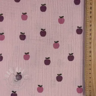 Dubbelgasväv/muslin Fruits apple soft rose