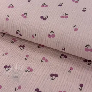 Dubbelgasväv/muslin Fruits cherry soft rose
