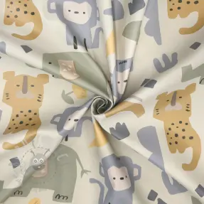 Tyg till regnkappa Safari animals ecru