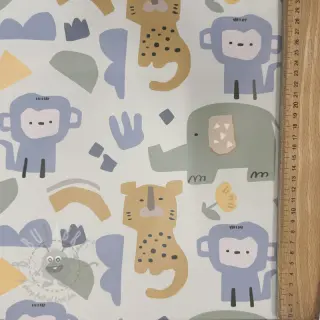 Tyg till regnkappa Safari animals ecru