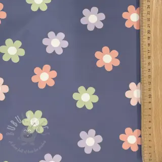 Látka na pršiplášť Flowers jeans