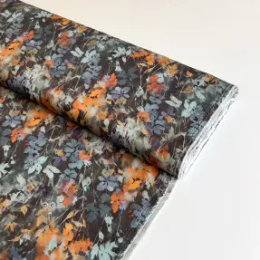 Viskos SATIN Flowie Kin black digital print