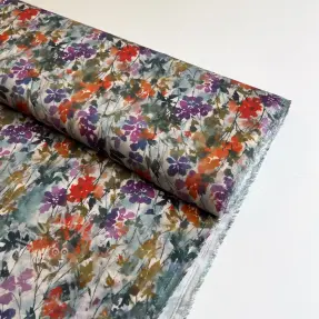 Viskos SATIN Flowie Kin off white digital print
