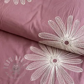 Bomullstyg EMBROIDERY Flowie mauve