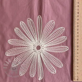 Bomullstyg EMBROIDERY Flowie mauve
