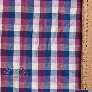 Bomullstyg YARN DYED Square cerise