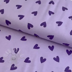 Bomullstyg FLANNEL Hearts lavender