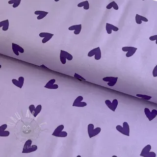 Bomullstyg FLANNEL Hearts lavender