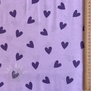 Bomullstyg FLANNEL Hearts lavender