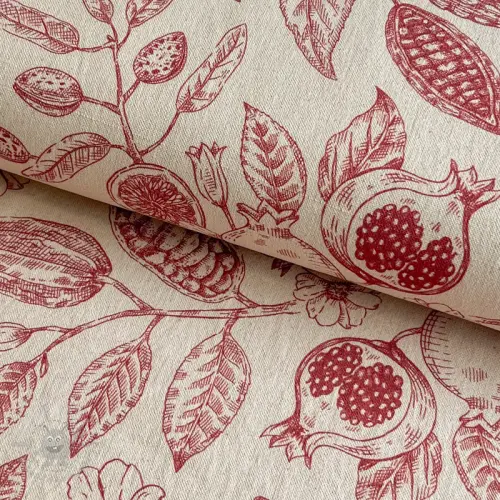 Dekorationstyg RUSTIC VINTAGE PRINT Granata groseille