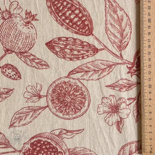 Dekorationstyg RUSTIC VINTAGE PRINT Granata groseille