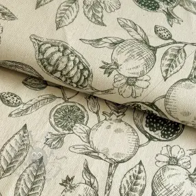 Dekorationstyg RUSTIC VINTAGE PRINT Granata kaki