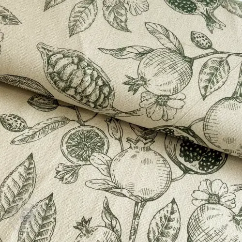 Dekorationstyg RUSTIC VINTAGE PRINT Granata kaki