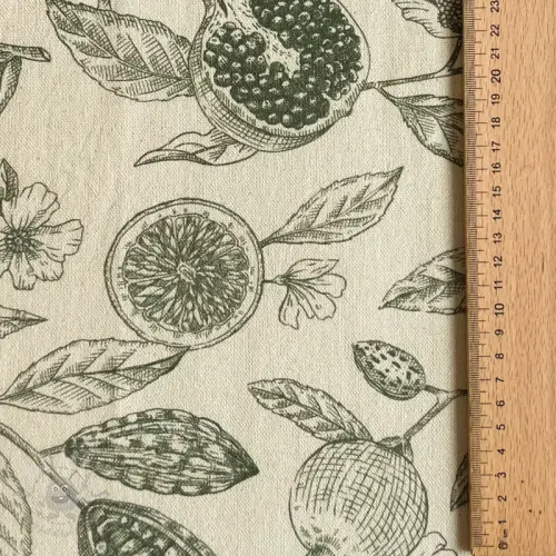 Dekorationstyg RUSTIC VINTAGE PRINT Granata kaki
