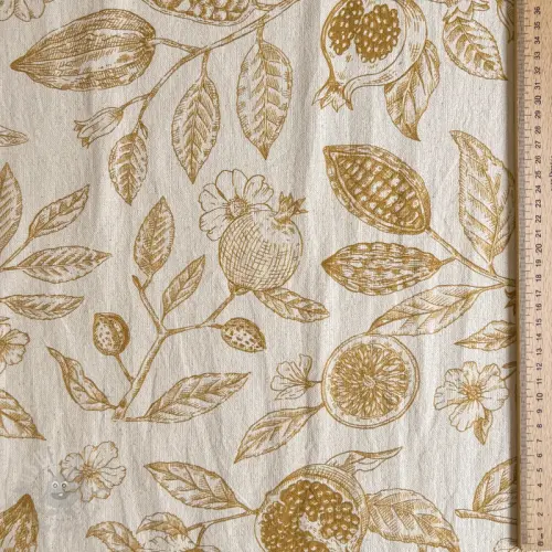 Dekorationstyg RUSTIC VINTAGE PRINT Granata peanut