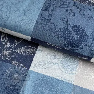 Dekorationstyg FRENCH TABLE CLOTH JACQUARD Cabosse allover indigo